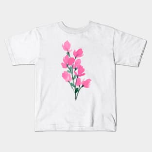 Pink Watercolor Wild Flower Kids T-Shirt